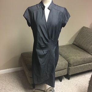 Sharagano Denim Color Faux Wrap Dress/SZ 12/Cute!!